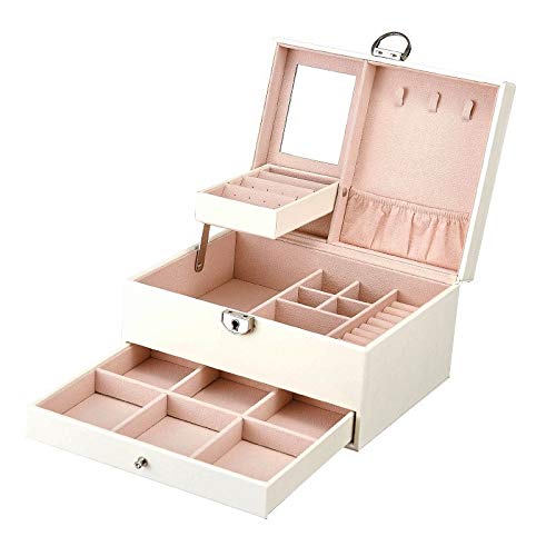 Automatic Leather Jewelry Box - 3-Layer Storage Organizer for Earrings, Rings & Cosmetics | Women's Jewelry & Makeup Organizer | Perfect for Travel, Home Decor & Gift Giving