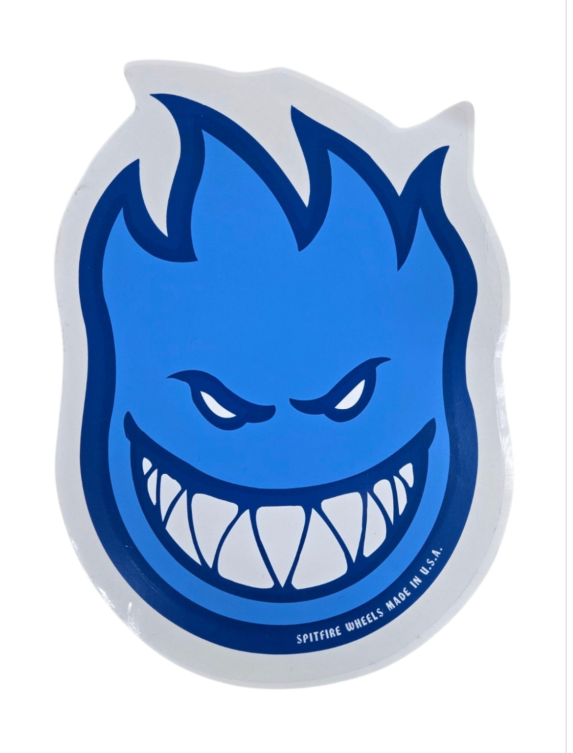 Vintage Spitfire Wheels Big Head Sticker Large 9x12 Inch - Blue Decal for Skateboard, Laptop, Helmet & Water Bottle - Retro Skate Accessories