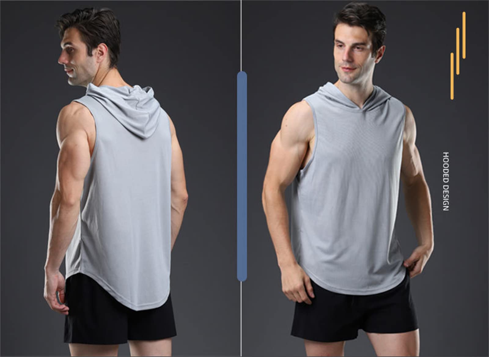 WSLCN Men's Quick Dry Hooded Tank Top - Breathable Sleeveless Workout Shirt for Gym, Running & Fitness Training - Moisture Wicking Athletic Hoodie for Summer Outdoor Sports