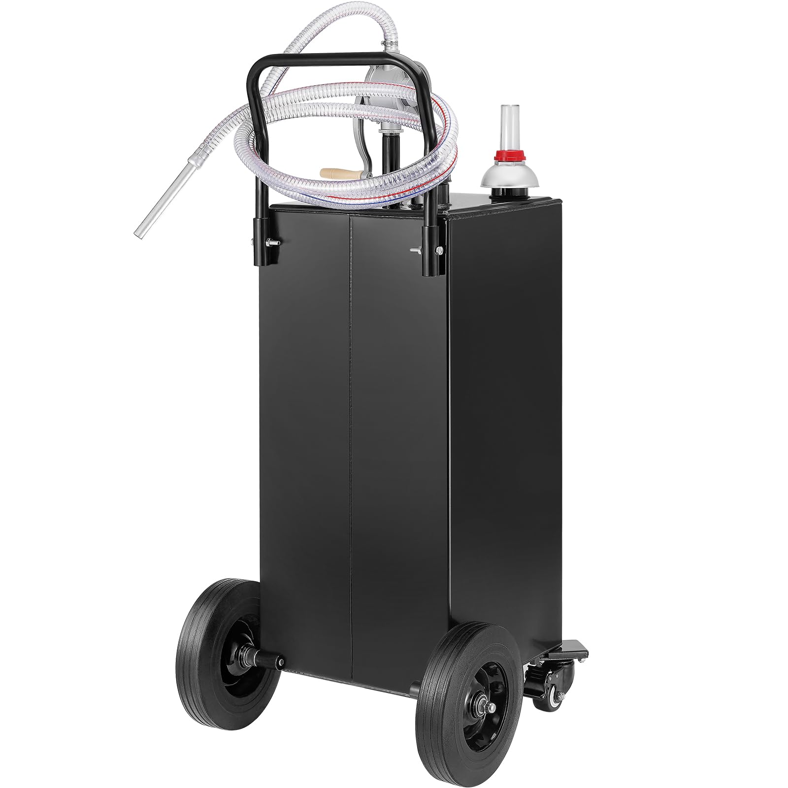 VEVOR 30 Gallon Fuel Caddy with Manual Transfer Pump - Portable Gasoline & Diesel Storage Tank on 4 Wheels - Heavy Duty Fuel Container for Cars, Trucks, Lawn Mowers, ATVs, Boats - Ideal for Home, Farm & Worksite Use