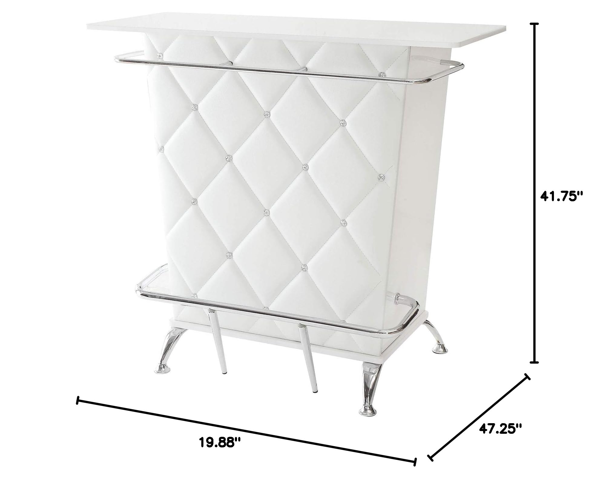 Furniture of America Modern White Leatherette Bar Table with Button Tufted Seat - Contemporary Counter Height Stool for Kitchen Island, Breakfast Nook & Home Bar Decor