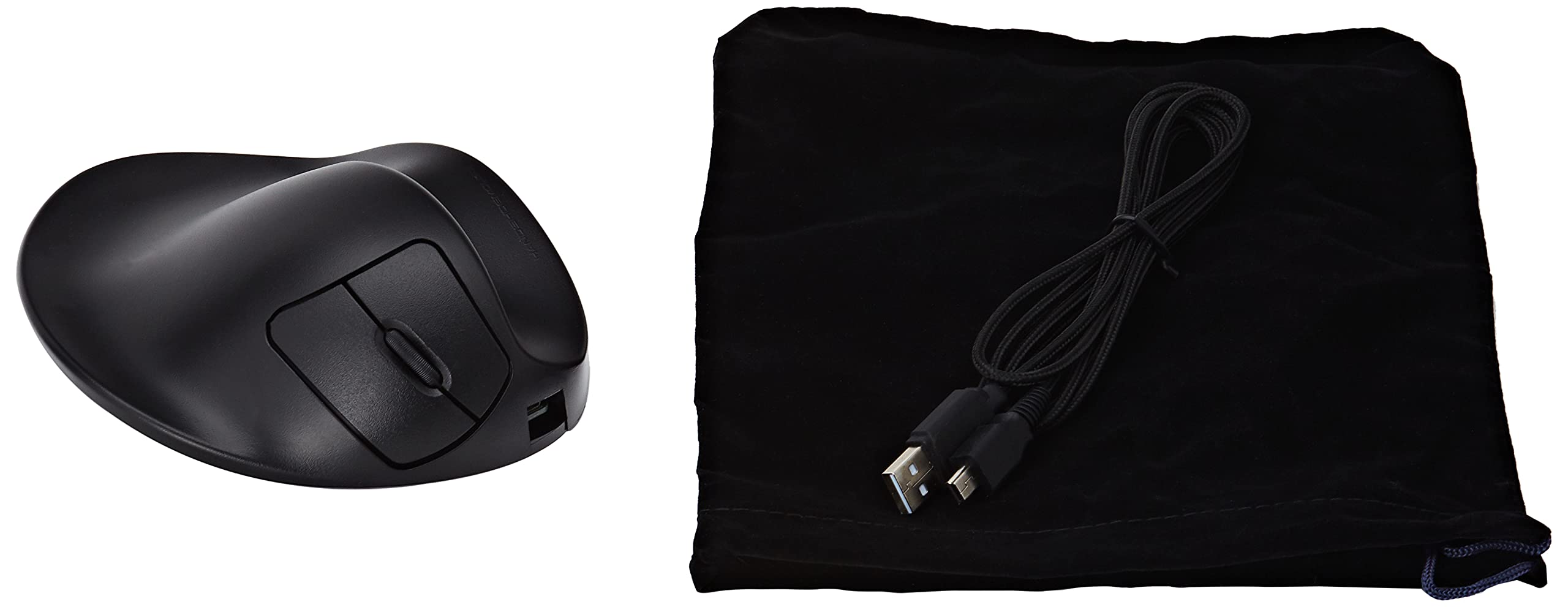 Hippus M2WB-LC Ergonomic Wired Mouse for Right Hand - Medium Size Black Computer Mouse with Light Click Technology | Perfect for Office Work, Gaming & Long Computing Sessions