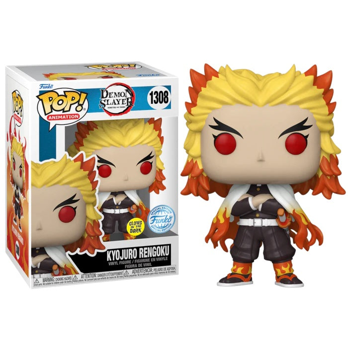 Demon Slayer Pop! Vinyl Figure Kyojuro Rengoku Glow in The Dark (GITD) Special Edition [1308] - Anime Collectible for Fans & Home Decor