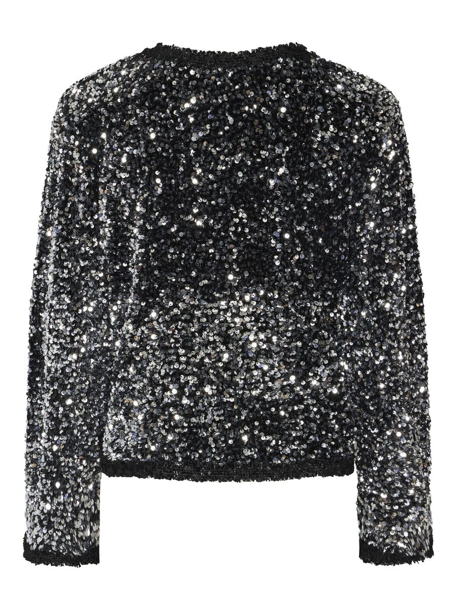 Sparkly Bow Sequin Jacket for Women - Elegant Black Party Blazer, Perfect for Evening Events, Prom, and Special Occasions