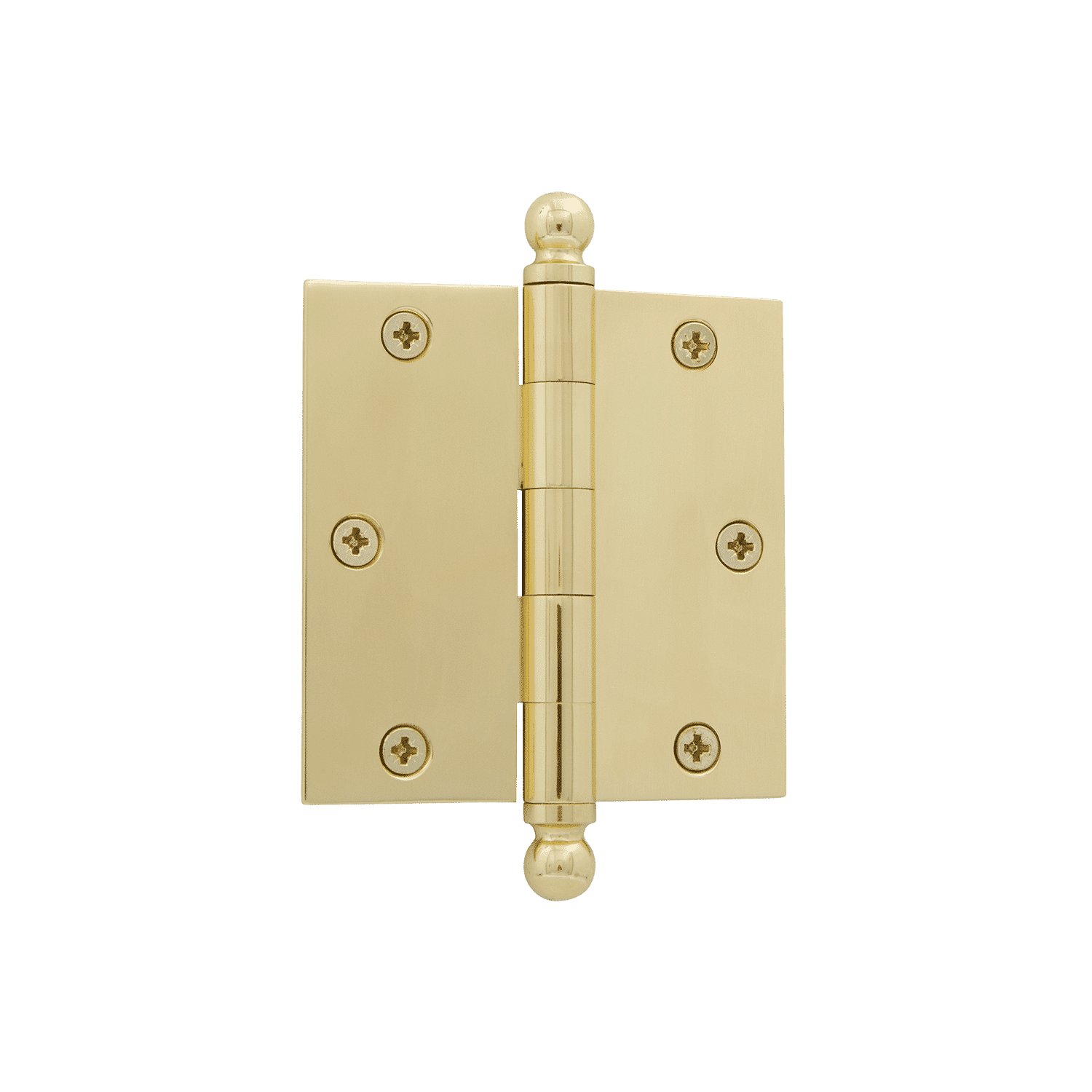 3.5 Inch Ball Tip Residential Door Hinge with Square Corners in Polished Brass - Perfect for Interior Doors, Cabinets and Furniture Hardware Installation
