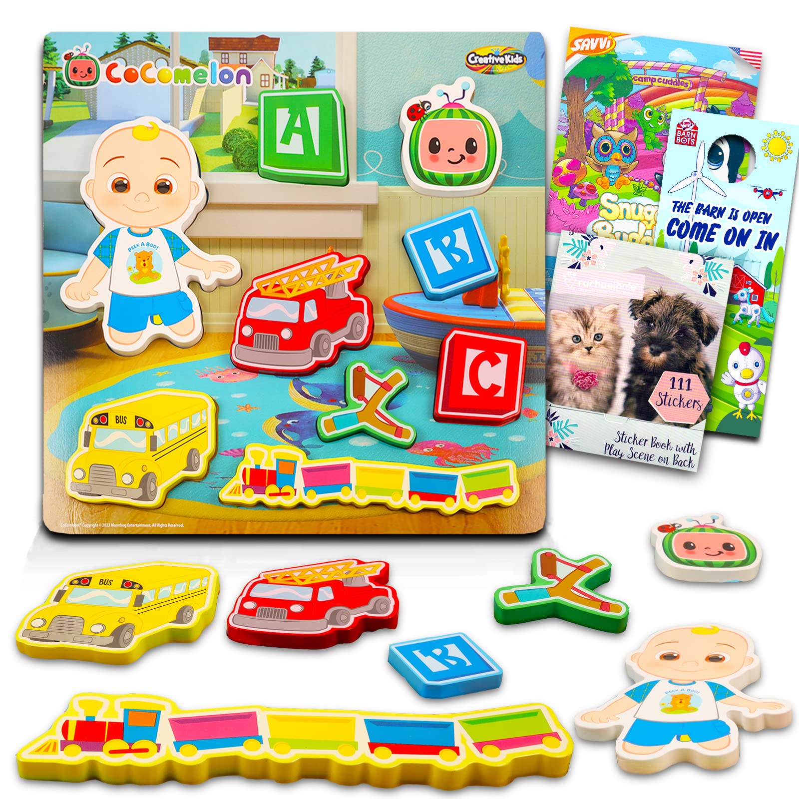 Cocomelon Starter Puzzle Set for Kids & Toddlers - 12-Piece Puzzle Bundle with Stickers & Temporary Tattoos | Fun Learning Toy for Preschool Education & Birthday Gifts