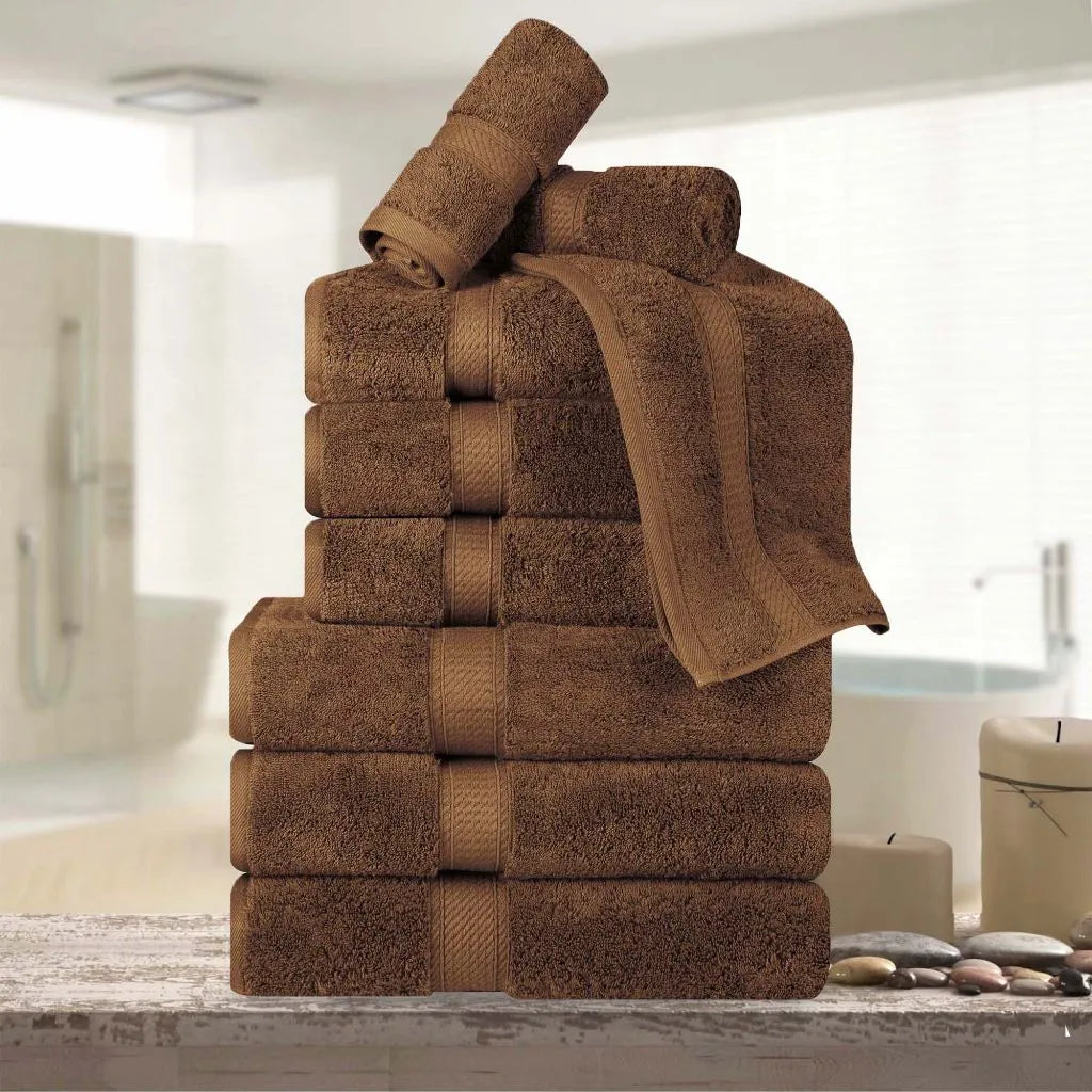 Premium Madison Egyptian Cotton Plush Heavyweight 9-Piece Bath Towel Set - Ultra Soft & Absorbent for Luxury Spa, Hotel, and Home Bathroom Use