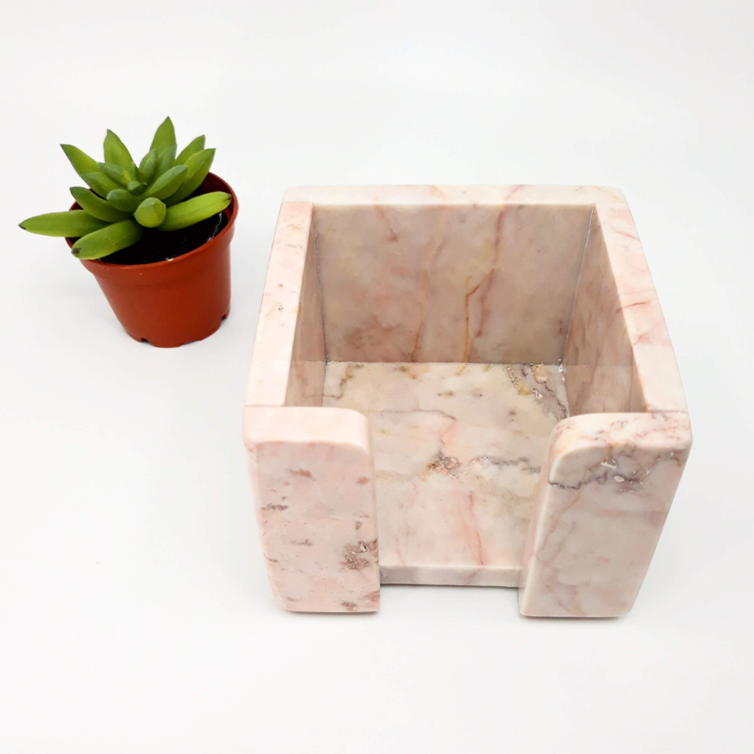Pink Marble Sticky Note Memo Pad Cube Holder - Office Desk Organizer for Women, Perfect as Christmas Gift & Home Office Decor (Great for Work, Study, and Daily Reminders)