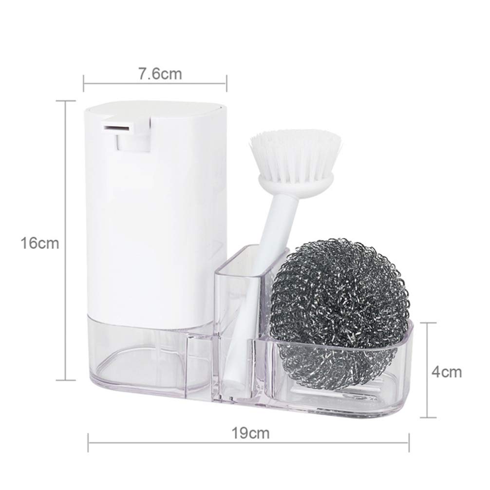 Hemoton Kitchen Sink Brush Set with Holder - Scrubbers & Steel Handle for Dish Washing & Cleaning