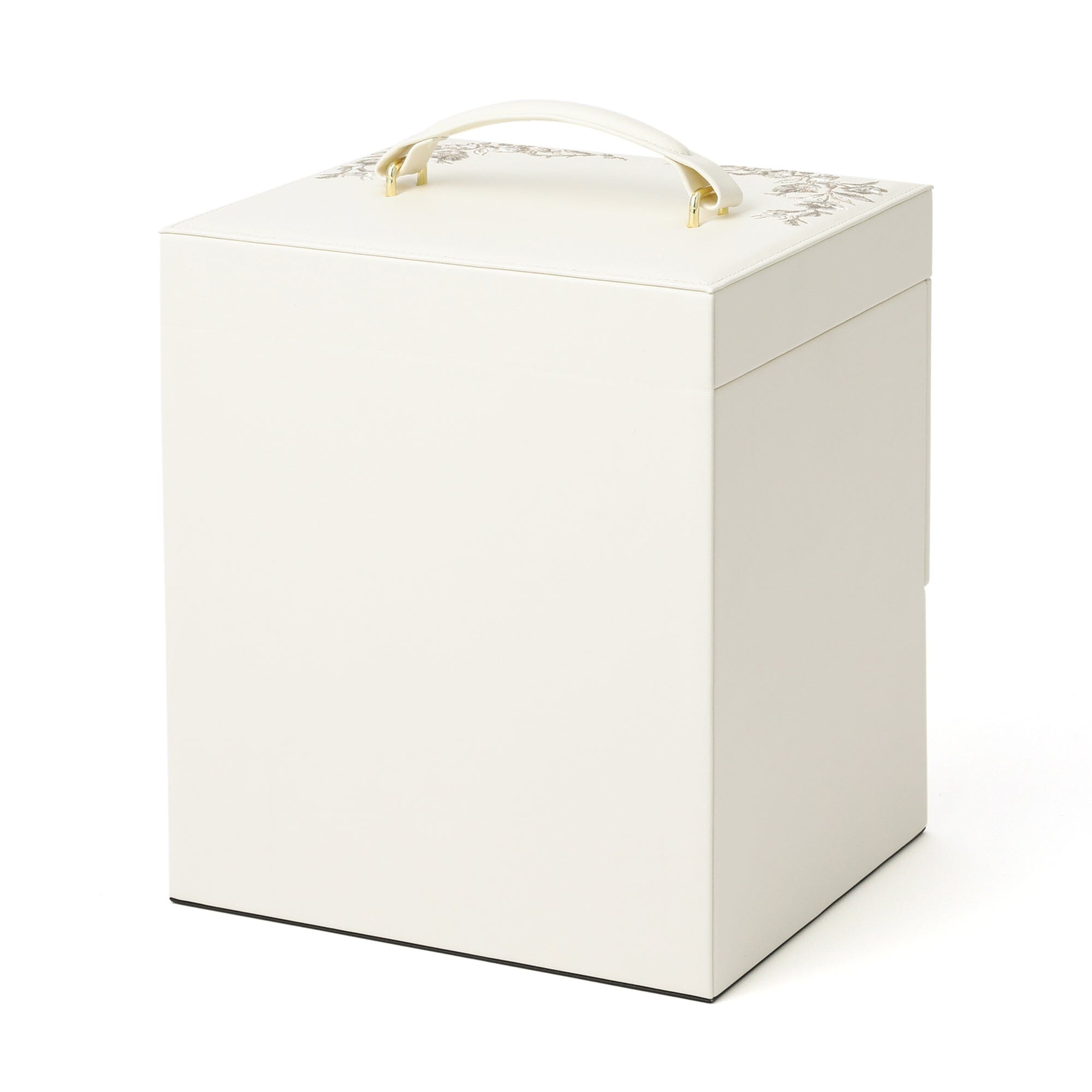 Elegant Beige Embroidery Flower Jewelry Box - Perfect for Gift Giving, Home Decor & Organizing Necklaces, Rings & Earrings