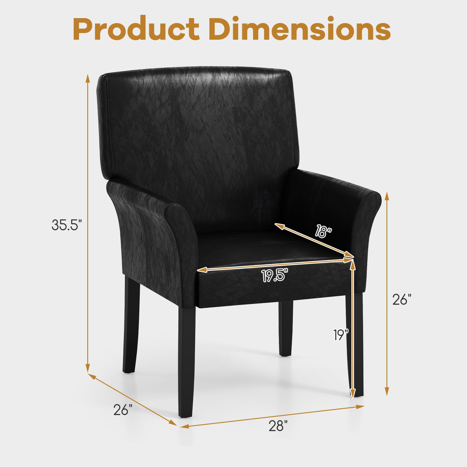 Giantex Faux Leather Office Guest Chair with Arms & Rubber Wood Legs - Comfortable Reception & Executive Accent Armchair for Waiting Room, Meeting Room, Living Room - Perfect for Home Office, Conference Spaces & Lounge Areas