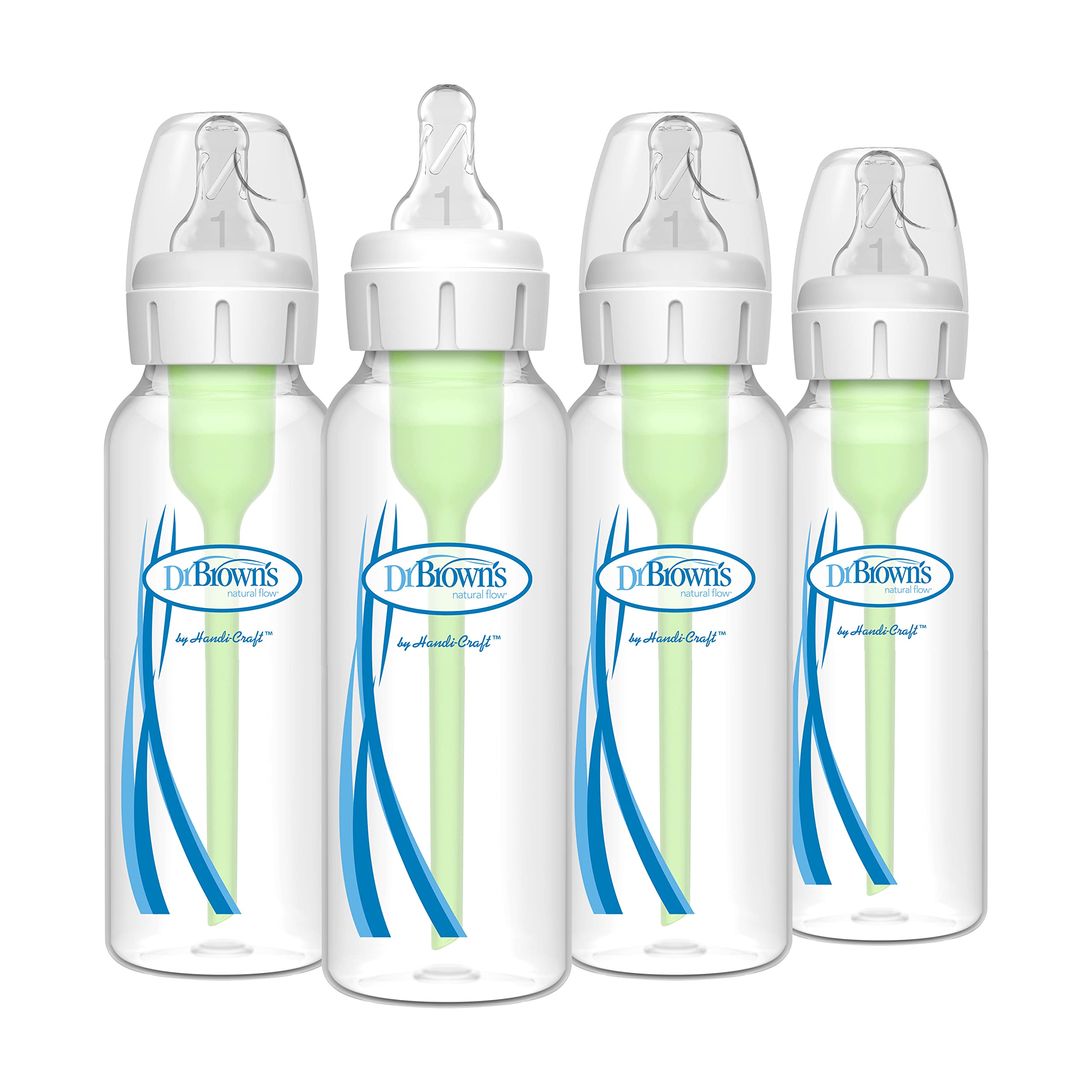 Dr. Brown’s Natural Flow® Anti-Colic Options+™ Narrow Glass Baby Bottles, 2-Pack, 8 oz/250 mL - BPA-Free Baby Feeding Bottles for Newborns & Infants - Perfect for Breastfeeding Transition & Reducing Colic (Packaging May Vary) | Dr. Brown’s Options+ Narrow Baby Bottles, 4-Pack, 8 oz - Ideal for Formula Feeding & Gas Relief in Infants
