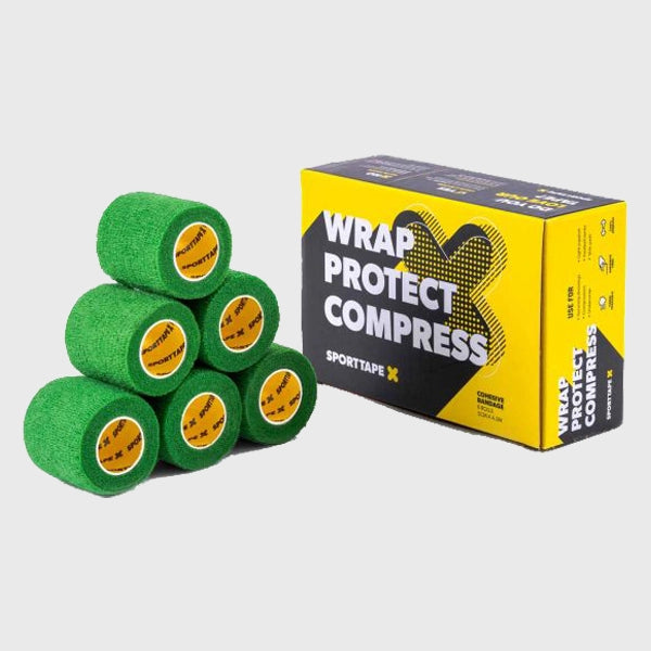 SportTape 5cm x 4.5m Elastic Sock Wrap - Premium Green Athletic Tape for Running, Soccer & Sports Injury Prevention - Ideal for Ankle Support & Compression Therapy