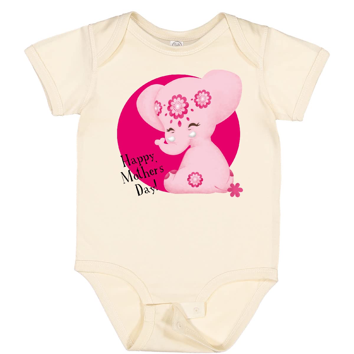 Inktastic Happy Mother's Day Pink Elephant Baby Bodysuit - Adorable Tiny Tusks Design for Newborns & Infants - Perfect for Mother's Day Gifts, Baby Showers & Family Photos