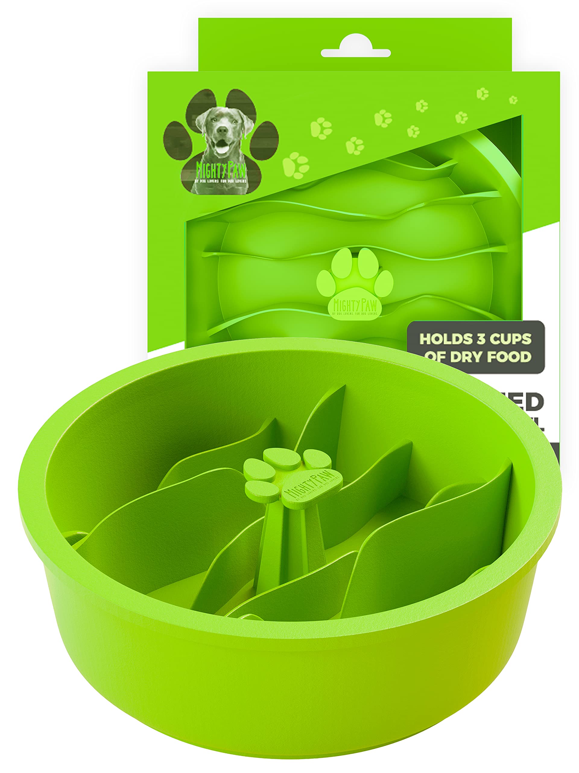 Mighty Paw Slow Feeder Dog Bowls for Large & Small Breeds - Non-Slip Puzzle Food Bowl for Fast Eaters - Perfect for Mealtime Fun & Digestion Aid - Great for Puppies, Adult & Senior Dogs at Home or Travel