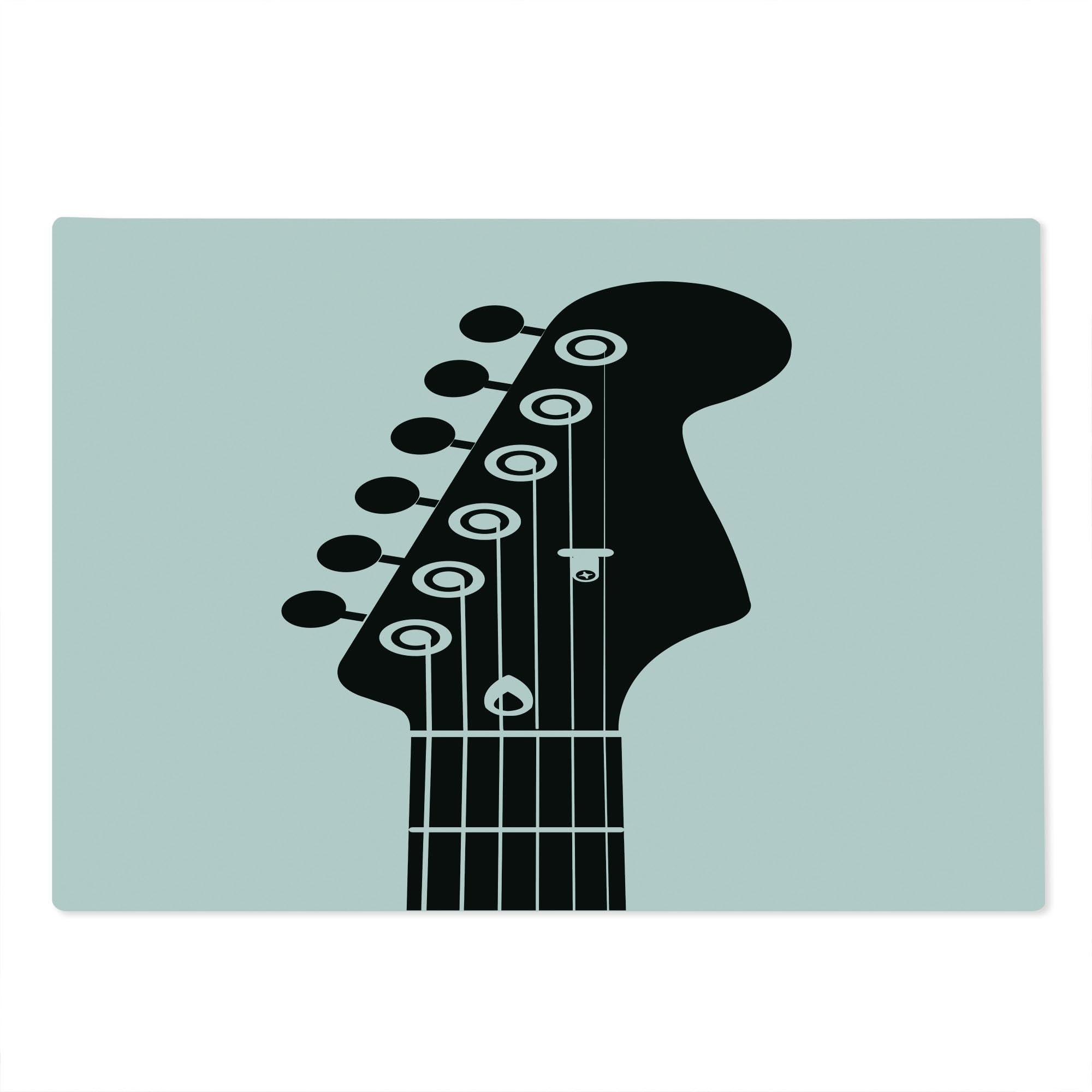 Ambesonne Guitar-Shaped Tempered Glass Cutting Board - Monochrome Half Guitar Design with Strings, Large Charcoal Grey & White Serving Board for Kitchen, Dining, and Party Decor