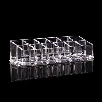 12-Section Clear Acrylic Makeup Organizer - Lipstick & Cosmetic Storage Holder for Vanity, Bathroom Counter, Travel (AR Mall)