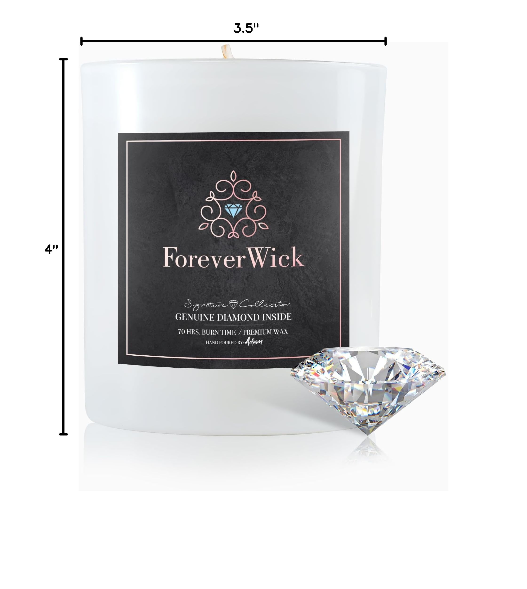 ForeverWick Surprise Candle with Real Diamond Inside - 14oz Scented Soy Candle Gift for Women, Anniversary & Romantic Occasions | All-Natural Organic Wax, 70-Hour Burn Time | Perfect for Birthday Gifts, Valentine's Day & Home Decor