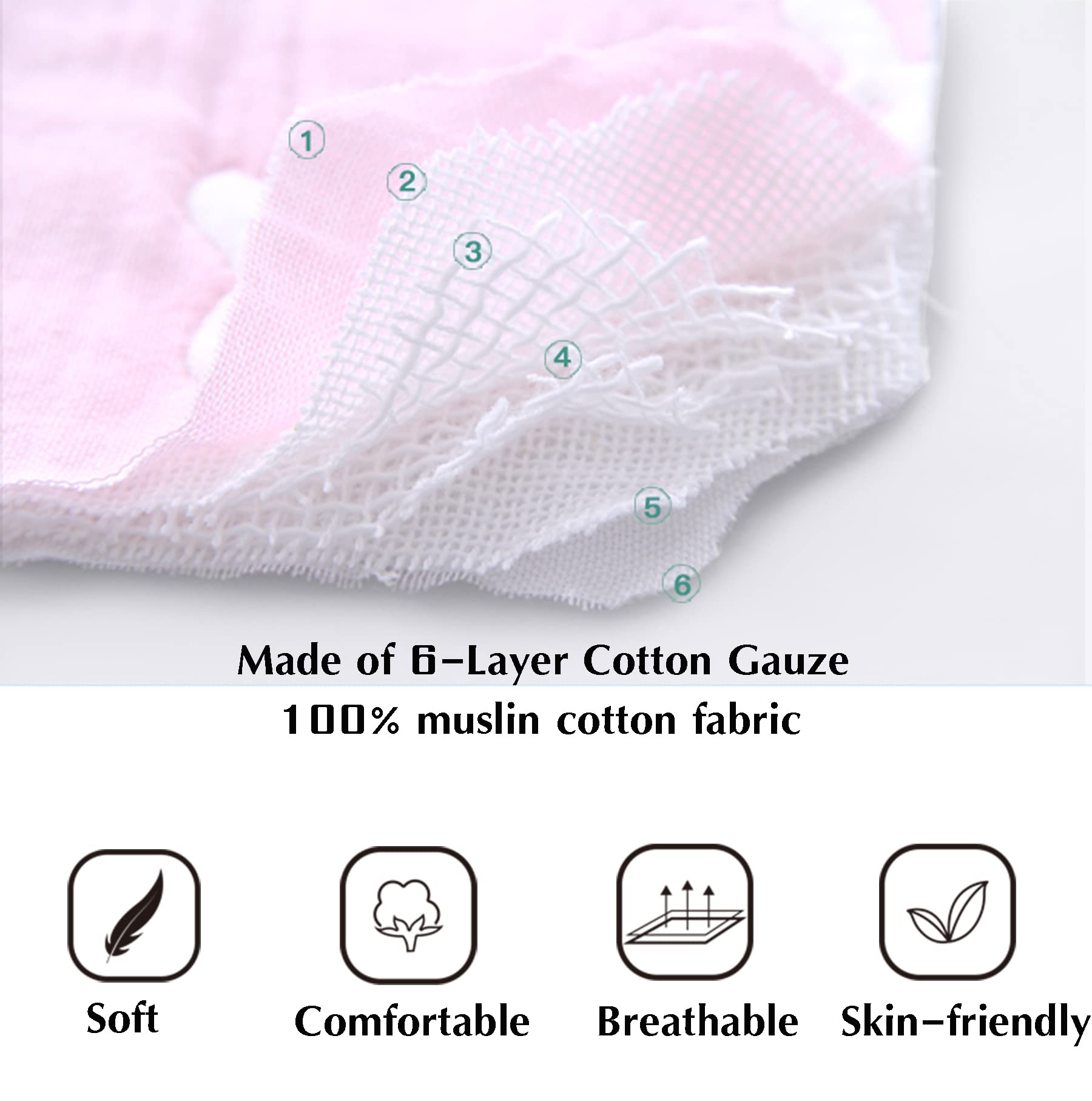 TONWHAR 6-Layer Cotton Muslin Baby Blanket - Ultra Soft & Breathable Baby Quilt for Newborns - Summer Swaddle Blanket & Bath Towel for Infants (Puppy Design) - Perfect for Nursery, Swaddling, Playtime & Travel