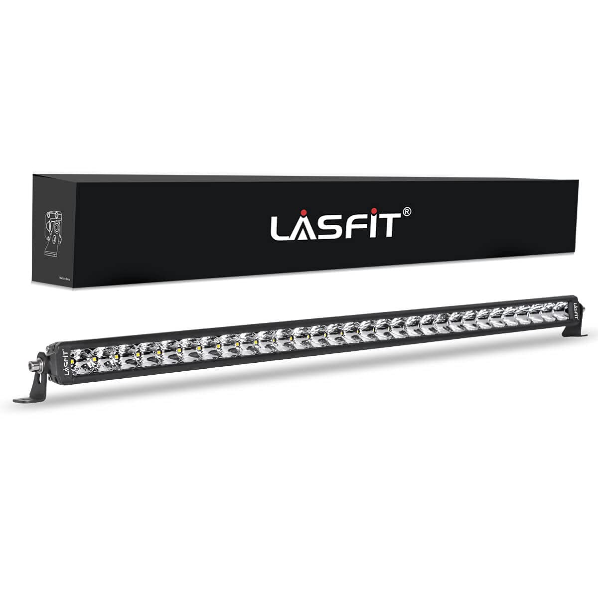 LASFIT 32 Inch LED Light Bar - Single Row Off Road LED Work Light with Spot Flood Combo Beam, IP67 Waterproof - Perfect for Jeep Wrangler, Ford F150, Ranger, Explorer & Toyota 4Runner - Ideal for Off-Roading, Camping, Night Driving & Emergency Lighting