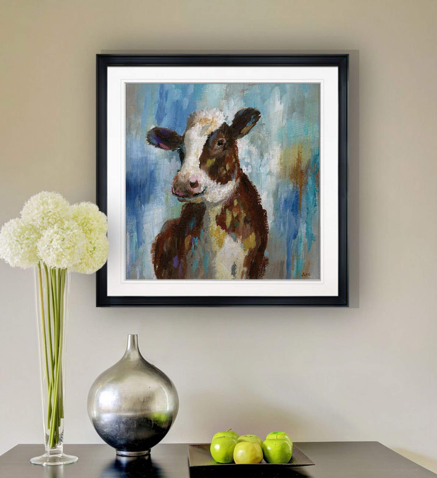 Nan Nursery Spring Calf Animal Wall Art - 32x32 Inch Abstract Canvas Painting for Kids Room Decor, Black Giclee Print | Perfect for Nursery, Playroom & Children's Bedroom Wall Decor