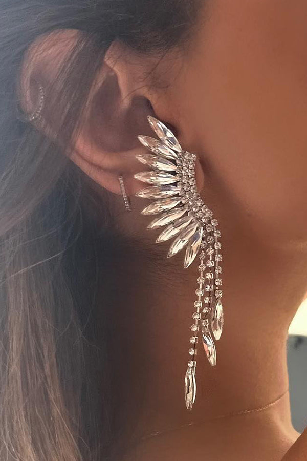 Exquisite Tassel Full Diamond Earrings - 14K Gold Dangle Earrings for Women, Perfect for Weddings, Parties & Special Occasions