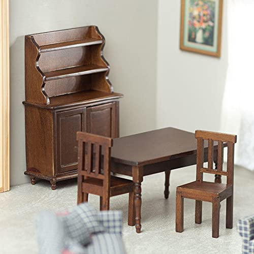 Walnut Benson Dining Set - Miniature Dollhouse Furniture for Collectors & DIY Enthusiasts | Perfect for Dollhouse Decor, Miniature Displays & Craft Projects