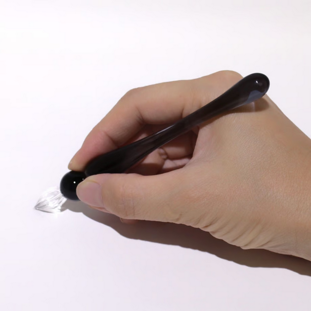 Japanese Glass Dip Pen - Short & Gray Calligraphy Pen for Writers, Artists & Lettering Enthusiasts | Perfect for Ink Drawing, Handwriting Practice & Unique Gift Ideas