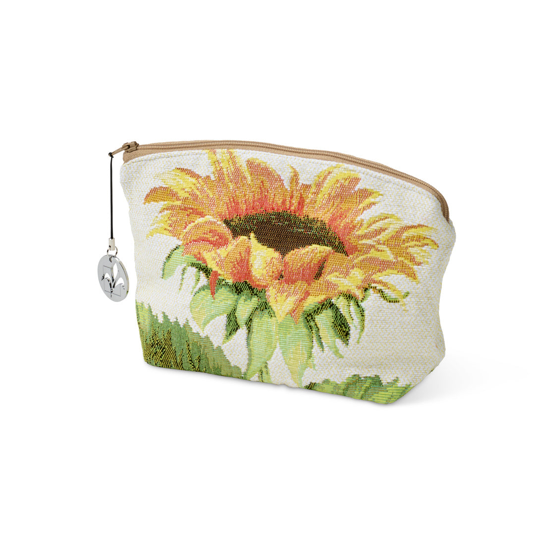 Sunflower Print Cosmetic Bag - Waterproof Makeup Pouch for Travel, Gym & Daily Essentials | Cute Floral Design for Women & Girls