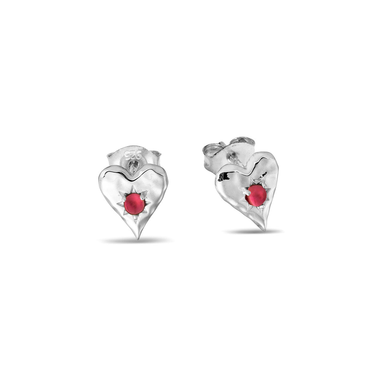 Love Heart Garnet Stud Earrings for Women - Romantic Gift for Valentine's Day, Anniversary & Special Occasions