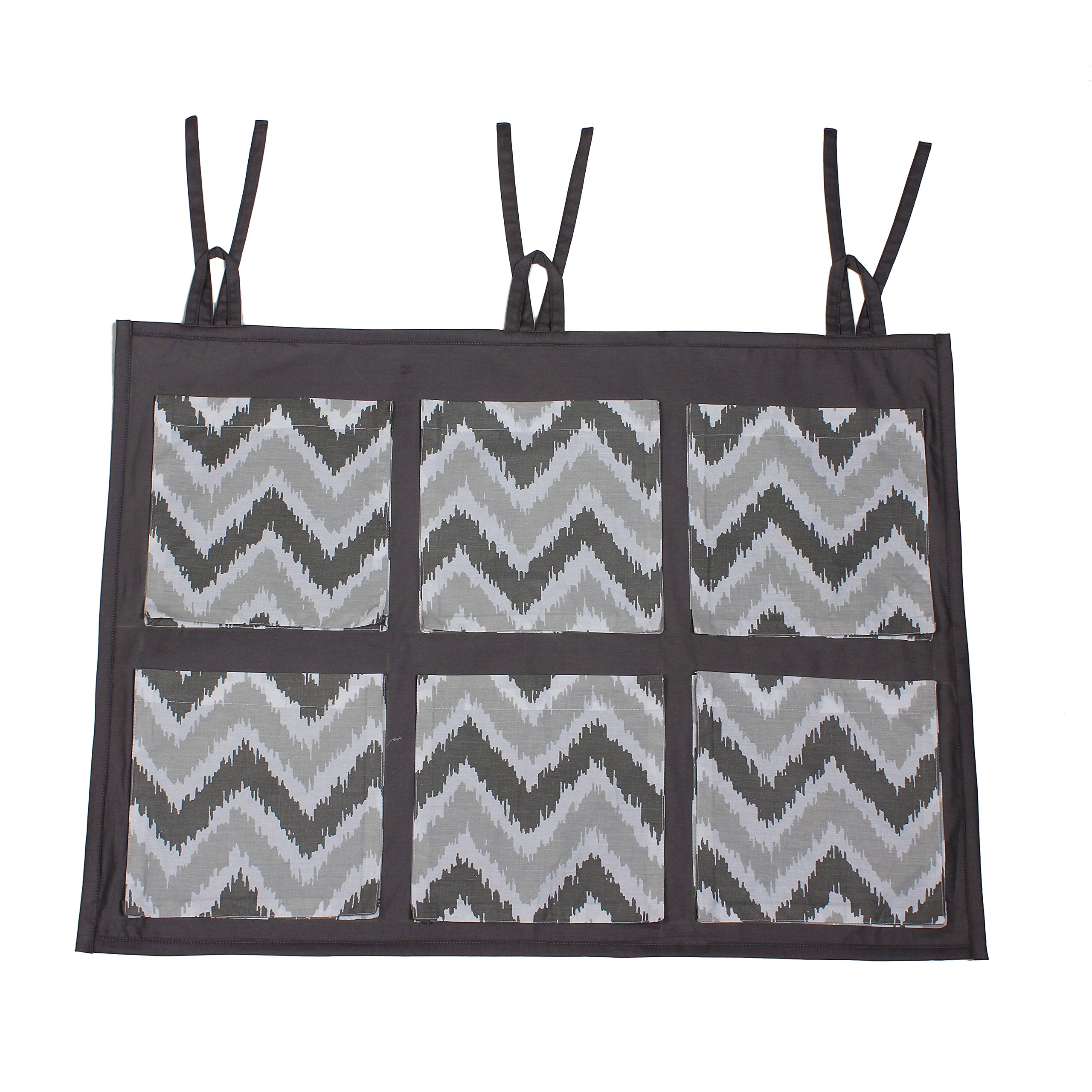 Bacati Mix N Match Ikat Zigzag Chevron Nursery Storage Organizer - Wall & Crib Storage Basket, Grey - Perfect for Baby Room Organization & Nursery Decor
