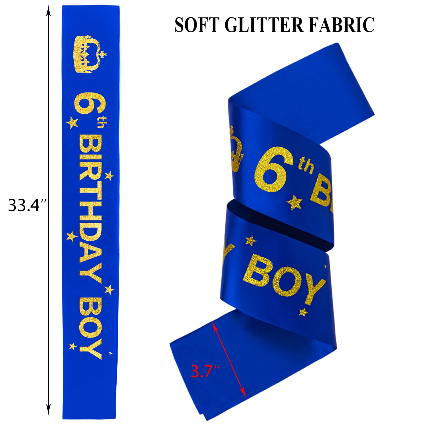 6th Birthday Party Set for Boys - King Crown, Birthday Hat, Sash & Decorations | HnoonZ Premium 6-Year-Old Boy Birthday Supplies | Perfect for Birthday Celebrations, Photo Props & Themed Parties