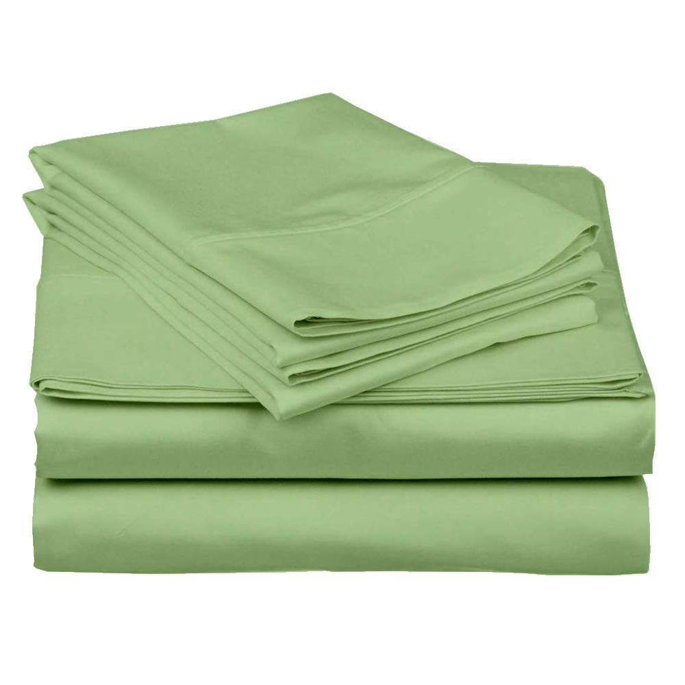 Premium 500 TC Egyptian Cotton Full Size Bed Sheet Set - Luxurious Comfort, Solid Sage Color, Deep 8