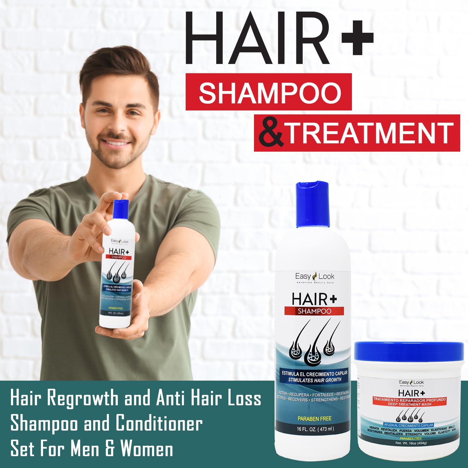 Anti Hair Loss Shampoo and Conditioner Set - Thickening Formula for Hair Regrowth | For Thinning Hair & Scalp Care (Men & Women)