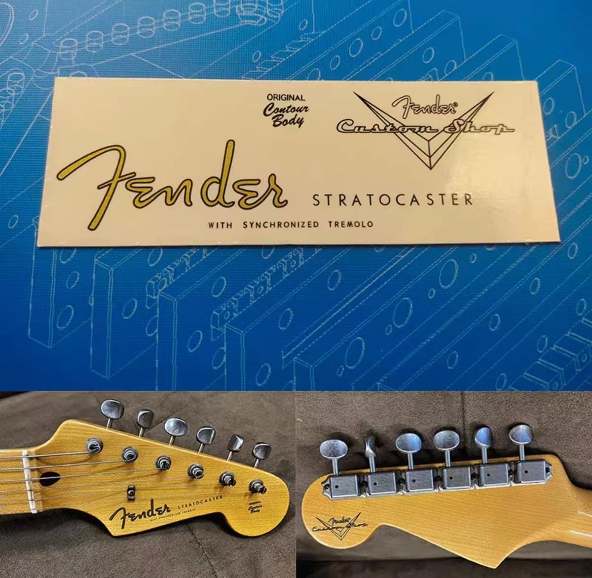 Fender Custom Shop Electric Guitar Head Logo Water Transfer Decal Sticker (ST 58/2) - Perfect for Guitar Customization, Repair & DIY Projects