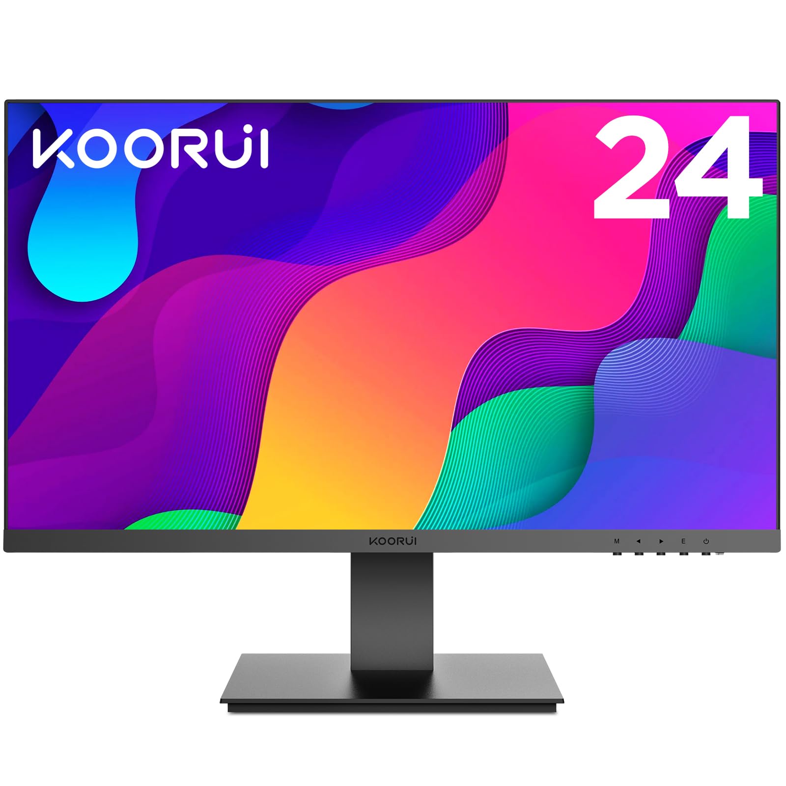 KOORUI 24 Inch 100Hz Gaming Monitor with Built-in Speakers, FHD 1080P, 99% sRGB, FreeSync & G-Sync Compatible, HDMI & VGA Ports, 75x75mm VESA Mount, Eye Care & Tilt Adjustment - Perfect for Esports, Home Office & Multi-Screen Setups