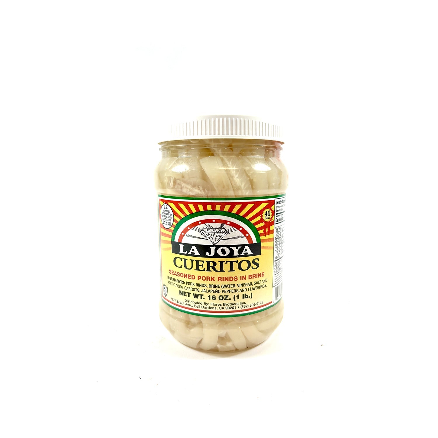 La Joya Cueritos Pickled Pork Skins | 1 Pound (1lb) Jar | Authentic Mexican Snack for Parties & Game Nights