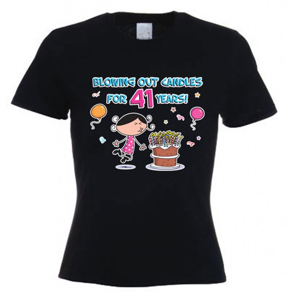 Women's 41st Birthday Tribal T-Shirt - Funny 'Blowing Out Candles for 41 Years' Graphic Tee - Perfect for Birthday Parties & Celebrations