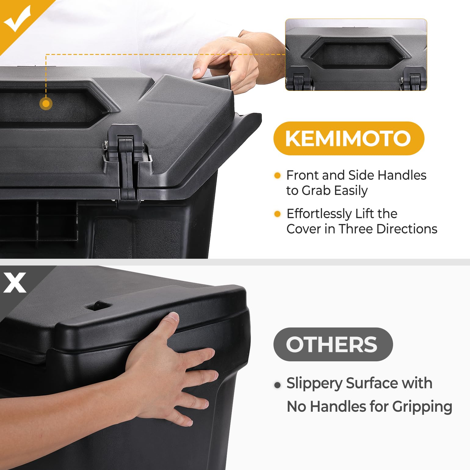 **KEMIMOTO 42QT UTV Cargo Box - Compatible with 2020-2025 Polaris RZR PRO XP/4 Turbo R/4 & 2025 RZR Pro S - Upgraded Lockable Storage Box for Rear Bed Gear & Tools - Low-Density Durable Design - Perfect for Off-Road Adventures & Outdoor Gear Organization**
