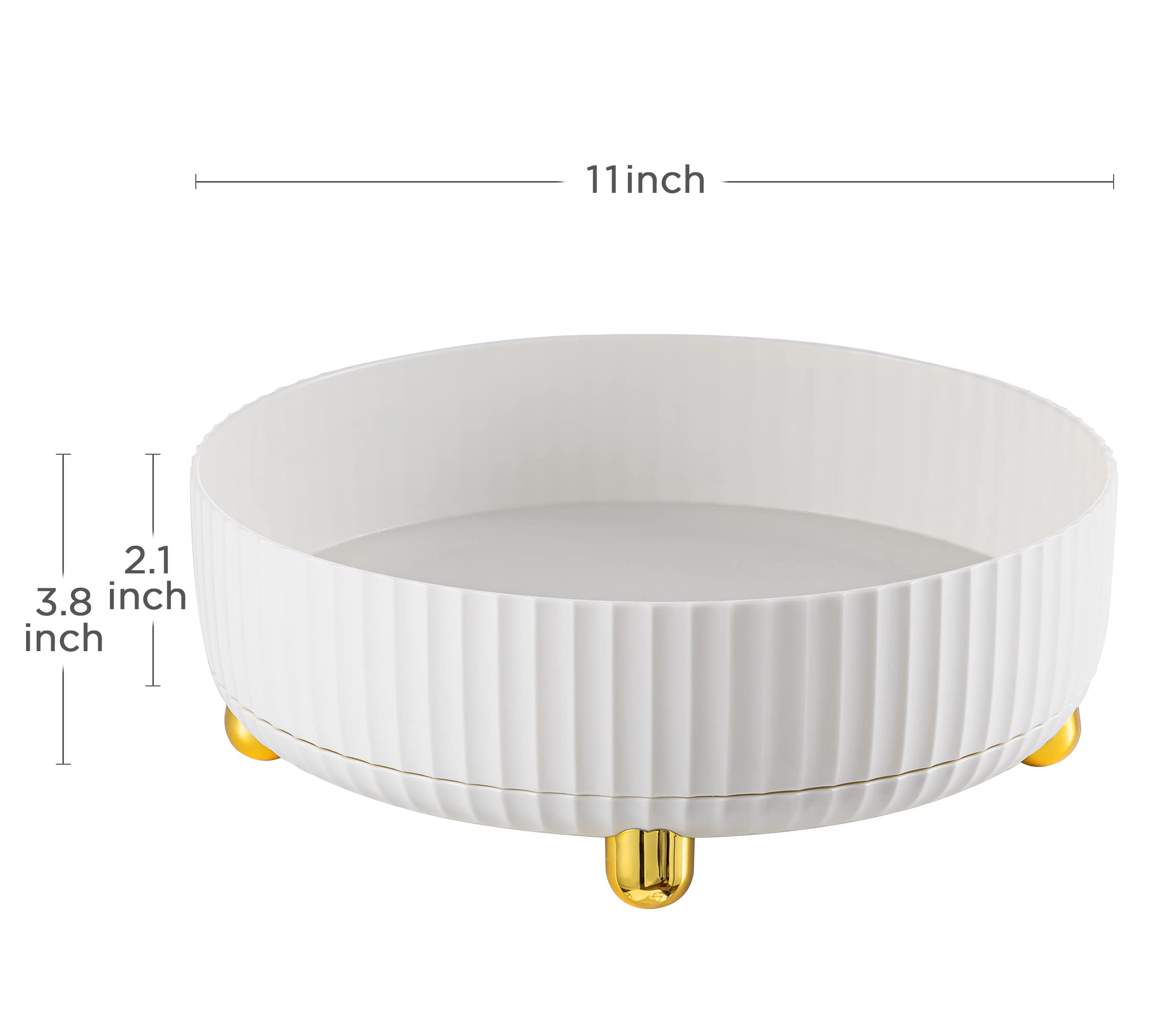 360° Rotating Makeup Organizer with Large Capacity - 11 Inch White Lazy Susan for Perfume & Cosmetics Storage - Perfect for Bathroom Counter, Vanity, or Dressing Table Organization