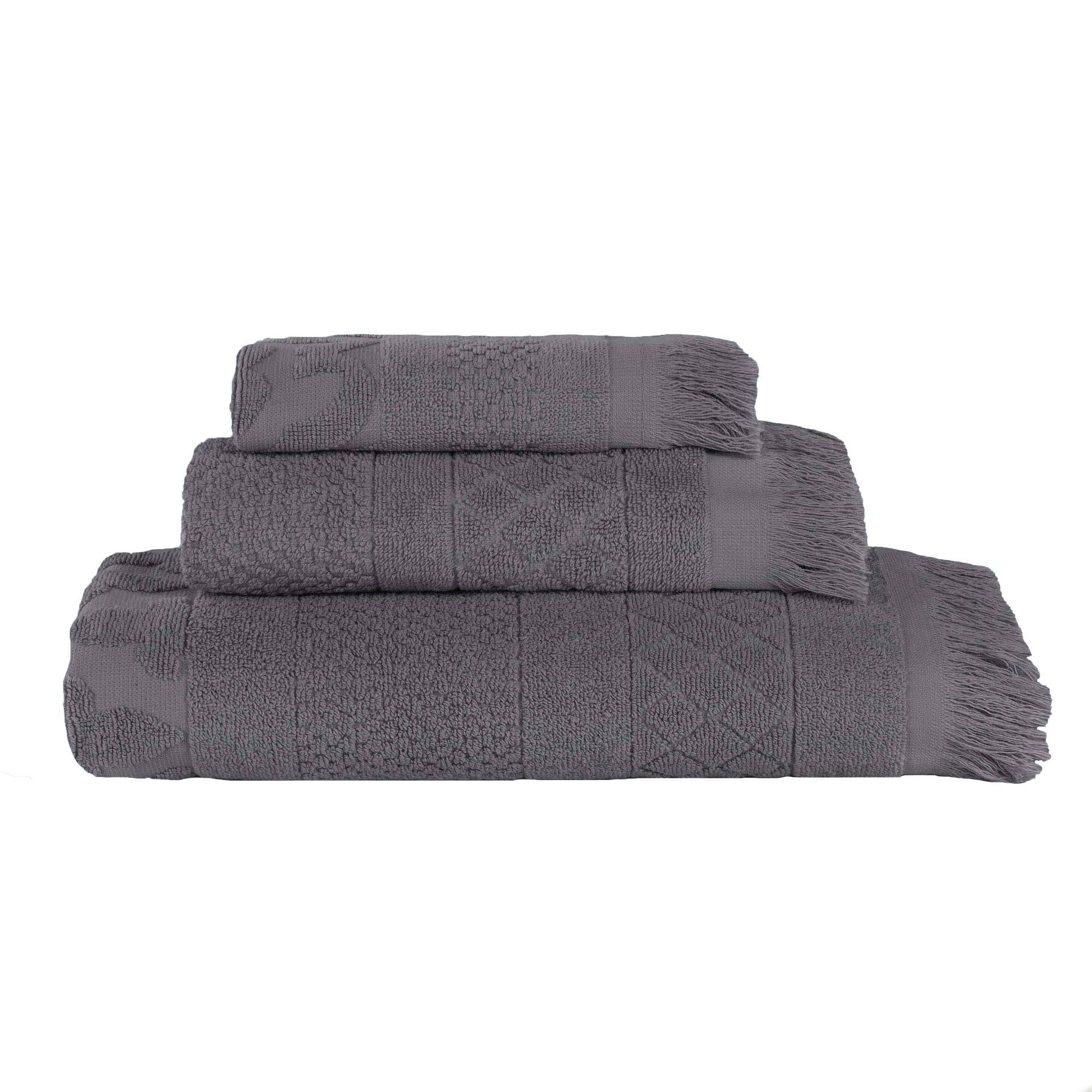 Premium Rolla Cotton Geometric Jacquard Plush Towel Set - Ultra Soft & Highly Absorbent 3-Piece Bath Towel Collection for Spa, Bathroom & Luxury Home Decor