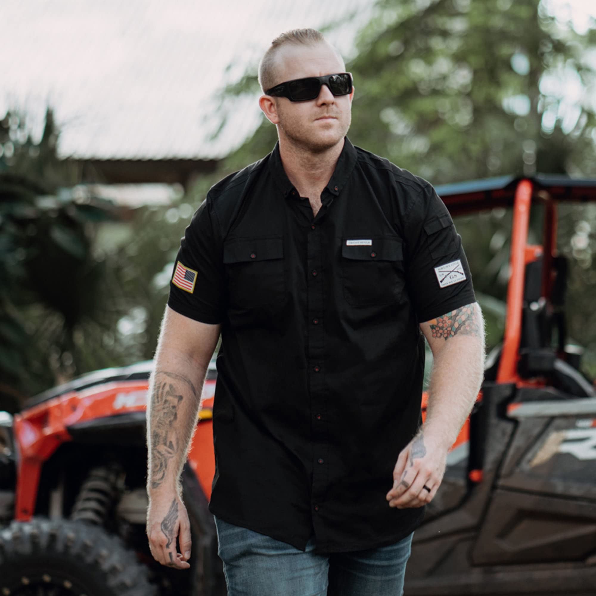 Grunt Style Men's Short Sleeve Button Down Shirt - Casual Workwear & Garage Mechanic Shirt for Outdoor Activities and Everyday Wear