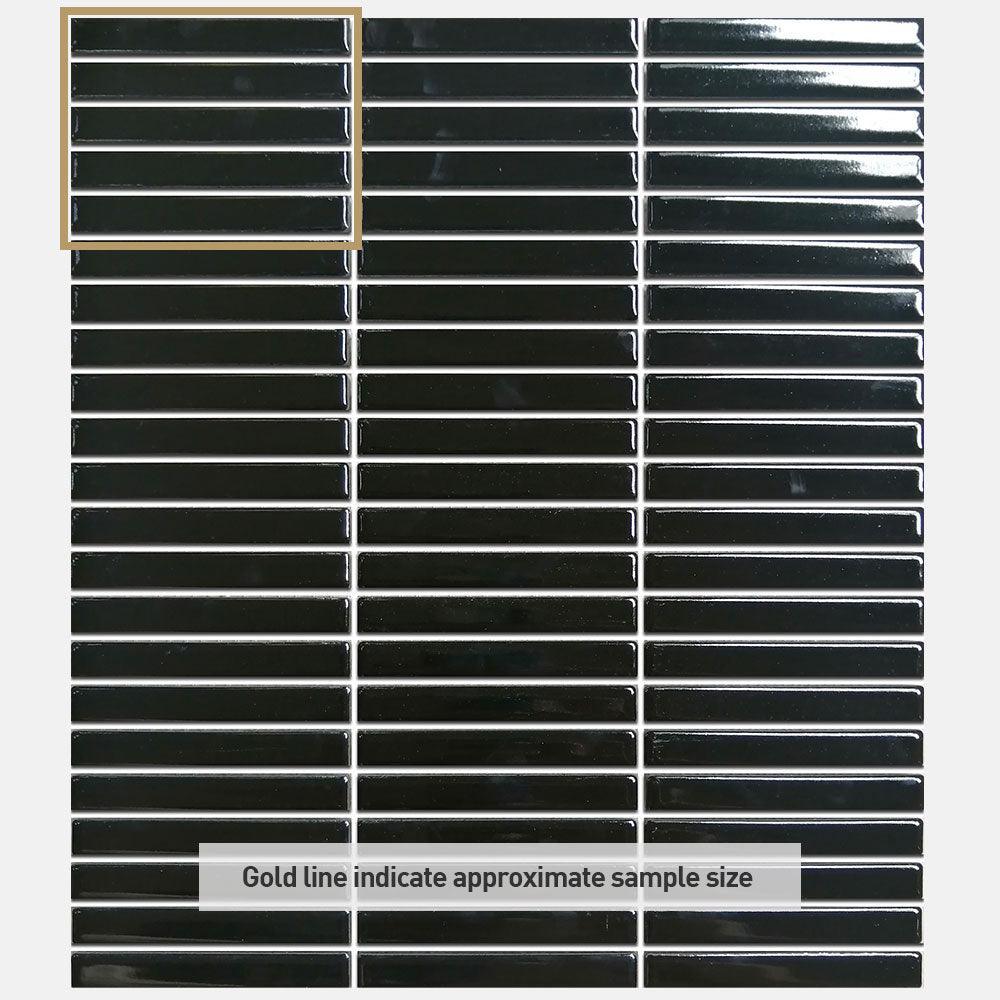 Premium Nara Black Kit Kat Gloss Mosaic Tile - Elegant Ceramic Wall & Floor Tiles for Kitchen Backsplash, Bathroom, and Pool Design