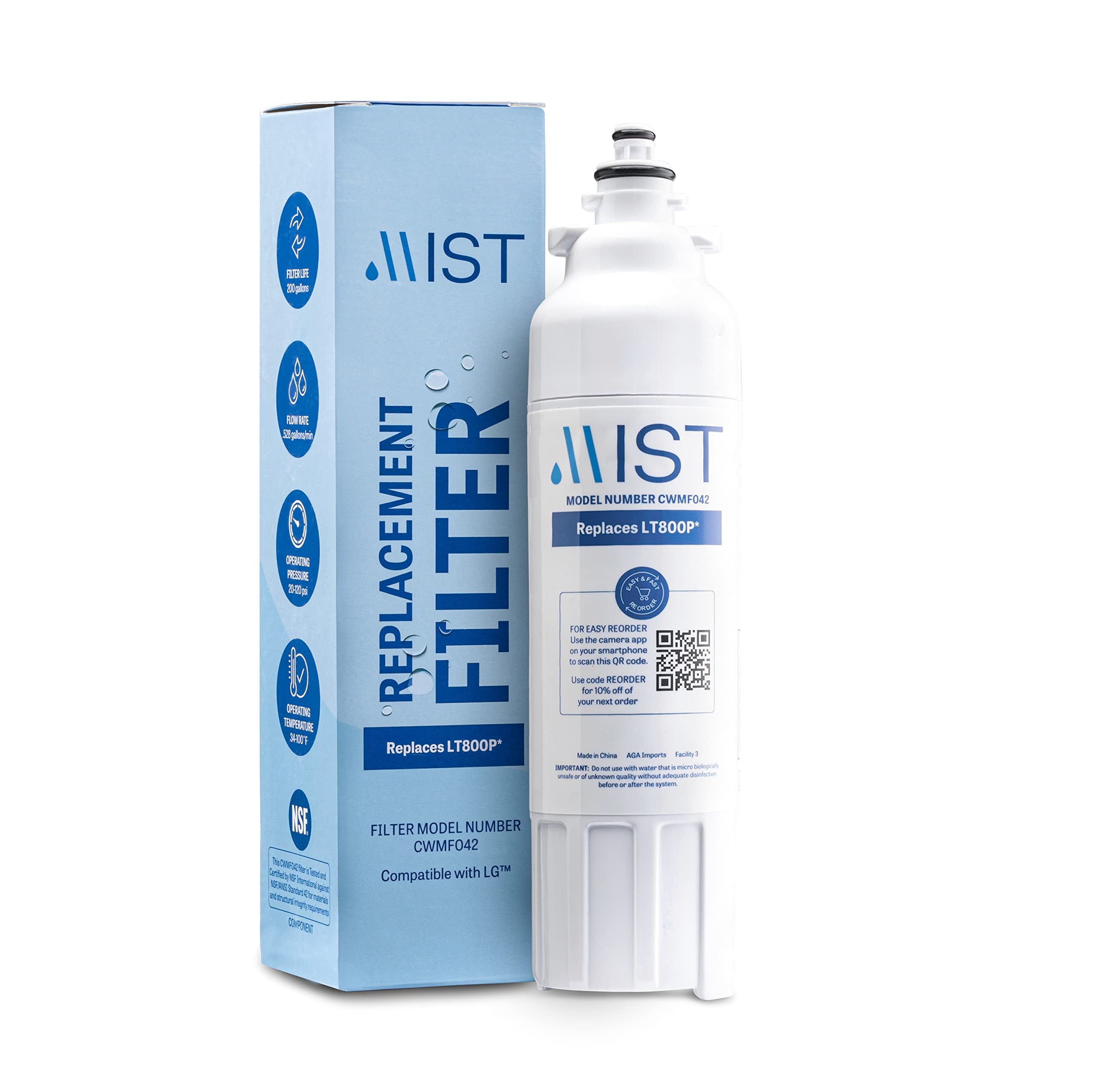 LG Refrigerator Water Filter ADQ736134 Replacement - Compatible with LG LMXS30776S, LSXS26366S & Kenmore 9490 Series - 1 Pack - Clean Drinking Water for Home & Office Use