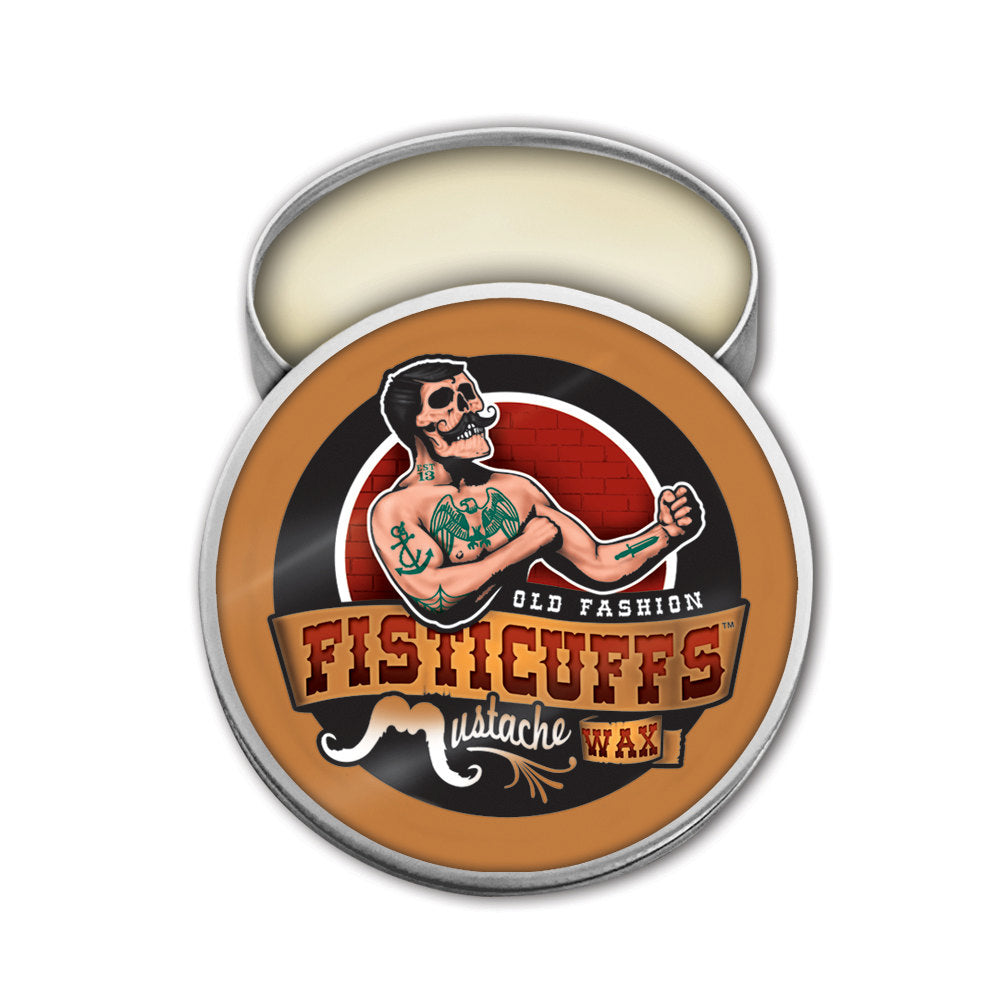 Fisticuffs Strong Hold Mustache Wax 1 OZ Tin - Natural Beard Styling Wax for Men - Perfect for Grooming, Shaping & Taming Facial Hair - Great for Daily Use & Special Occasions