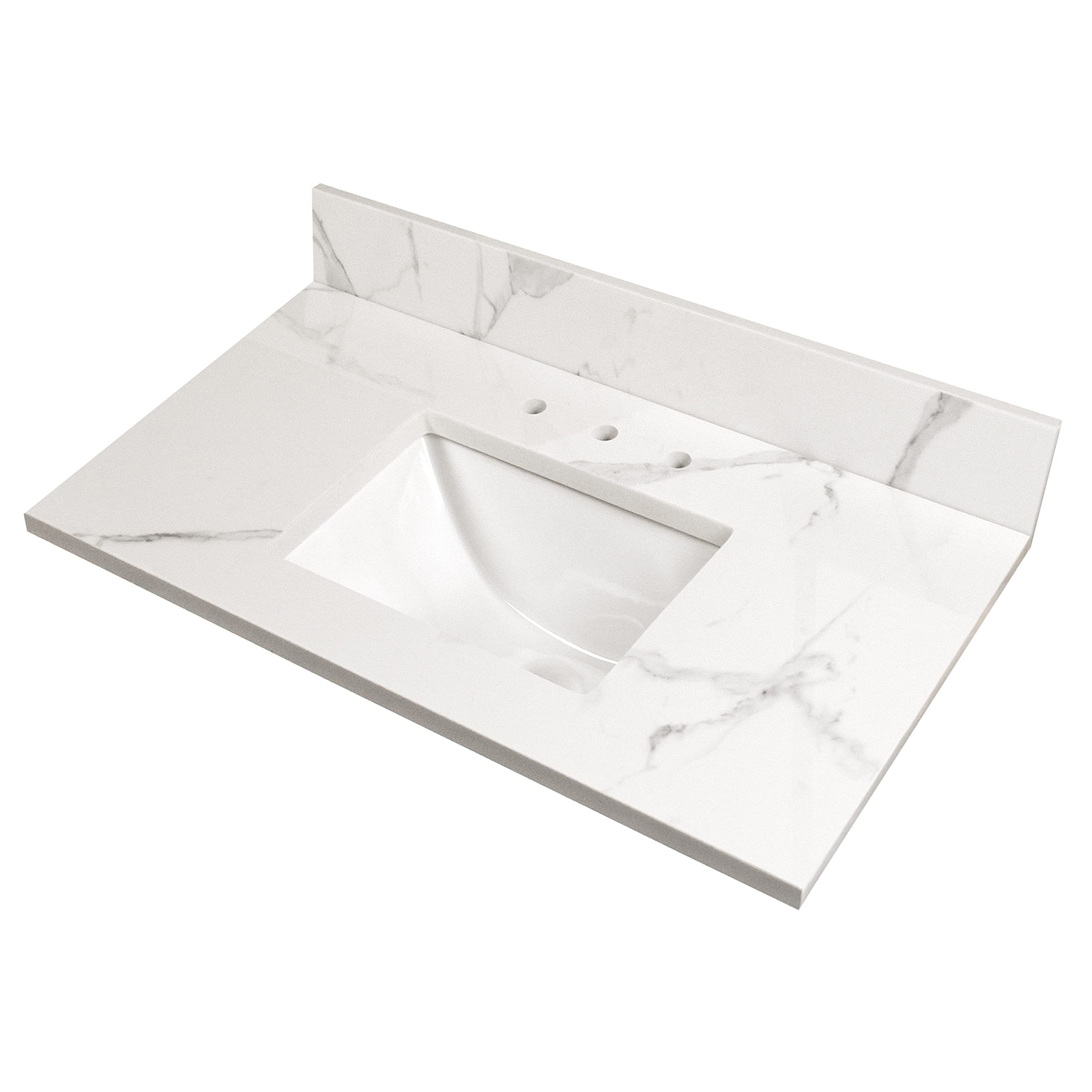 MSI Calacatta Nowy Vanity Top with Undermount Rectangle Ceramic Sinks - 49