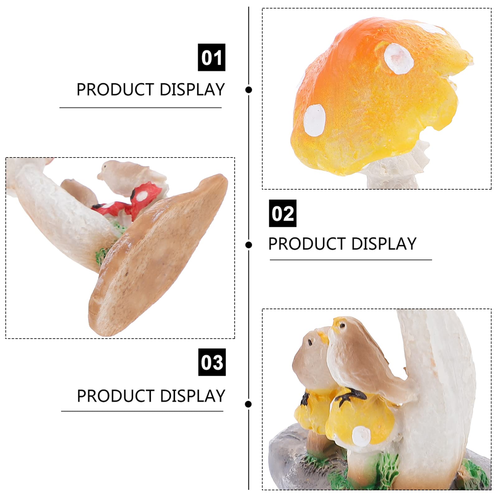 2pcs Mushroom Ornament Resin Craft Figurines - Cute Home Decor, Garden Fairy Decor, Shelf Display, DIY Terrarium Accents for Indoor Outdoor Decoration