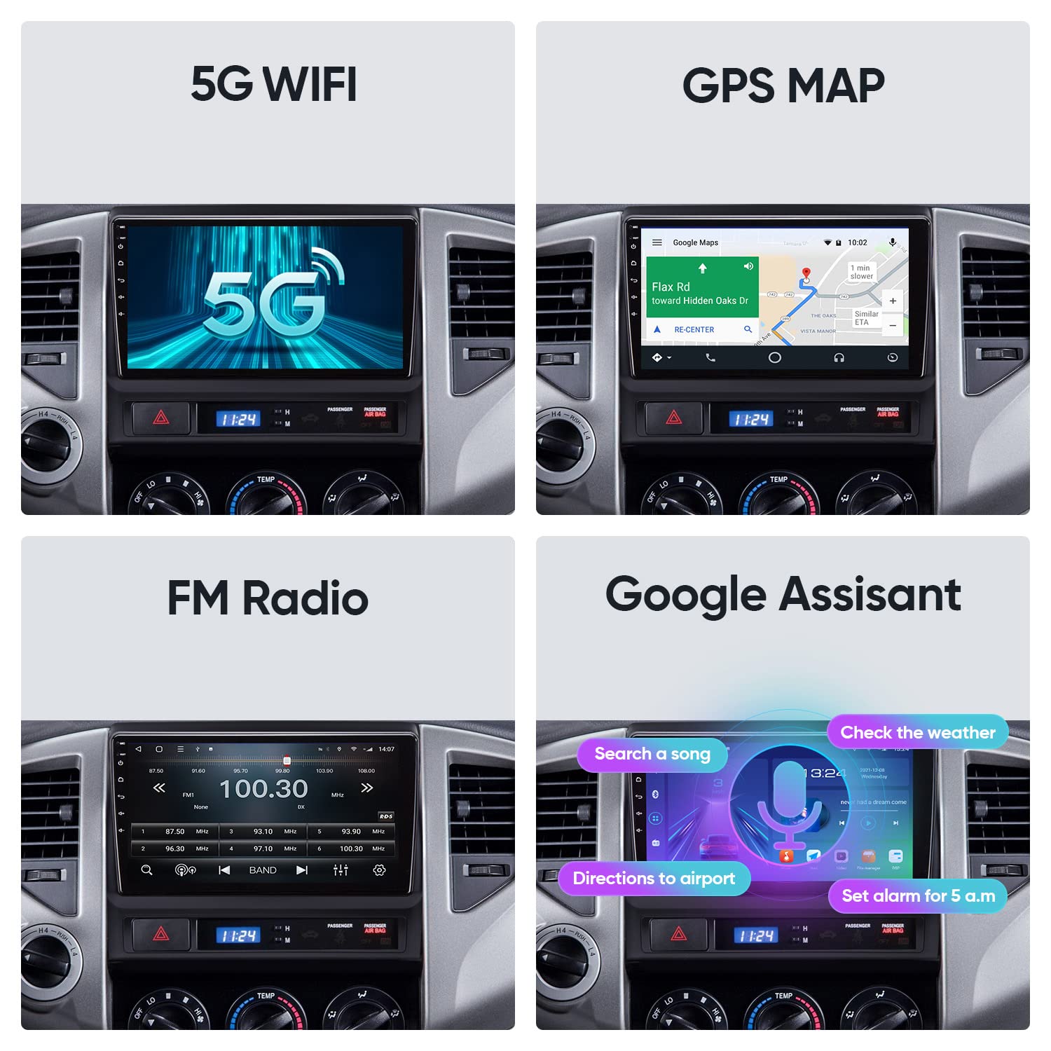 2005-2015 Toyota Tacoma Wireless CarPlay Android Auto Car Stereo - Plug & Play Head Unit with Steering Wheel Control, 5G WiFi, Bluetooth 5.0 & GPS Navigation - Perfect for Road Trips & Daily Commuting