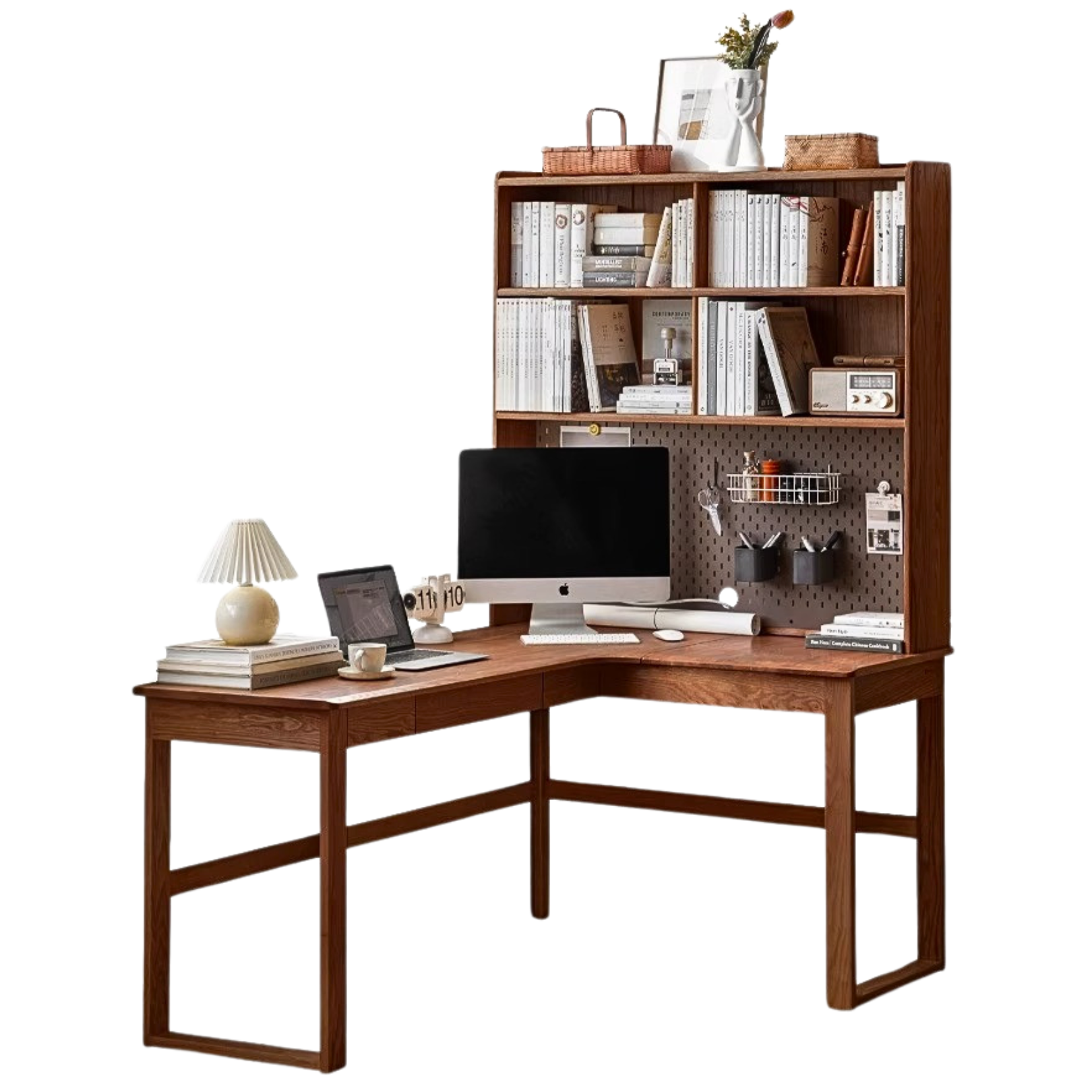 63x47.2x74.4 inch / 160x120x189сm / Walnut color / right corner desk + shelf