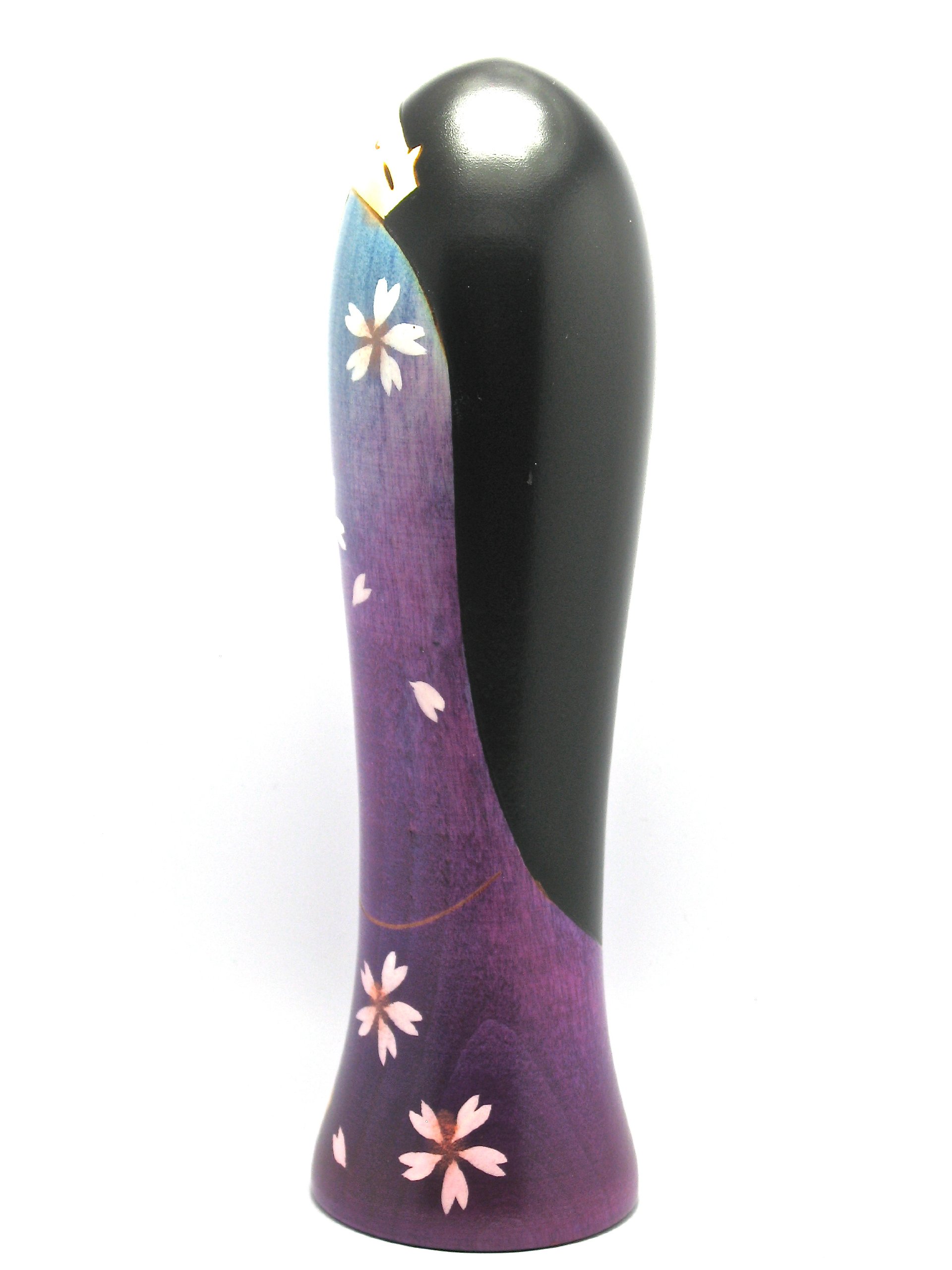 Purple Kimono Kokeshi Doll with Cherry Blossoms - Home Decor Gift